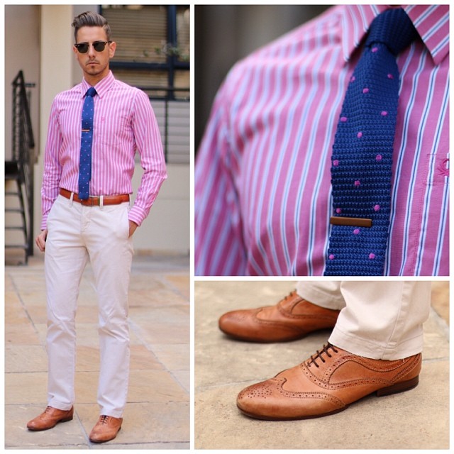 Polka dot knits an preppy stripes. 
Tie from @heywood1922 
Don't forget to visit our blog www.whatmyboyfriendwore.com for sartorial secrets & all things dapper. 
You can follow the everyday lifes of WMBW on @sergio_ines (boyfriend) 
#Menswear #Mensfashion #Menstyle #WMBW #OOTD