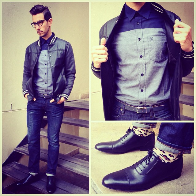 2 tone and Leapord 
Varsity jacket from @mrpricefashion 
Shirt by @wranglersouthafrica 
Jeans from @gap_southafrica 
Shoes and socks from #Zara
www.whatmyboyfriendwore.com
#Menswear #Mensfashion #MenStyle #WMBW #OOTD #StyldBy