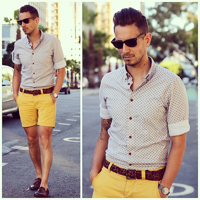 Summer day mustard
Wayfarer sunglasses by @rayban 
Shirt from #BenSherman
Belt by#MassimoDutti
Shorts by @sgtpepperbrand
Shoes by @dune_london -----------------------------------------------
For sartorial secrets and all things dapper visit www.whatmyboyfriendwore.com
For a look into my everyday life follow my personal account @Sergio_Ines
For fashion wisdom, random thoughts and lots of give aways follow me on twitter at @whatmybfwore
#Menswear #MensStyle #MensFashion #WMBW #stuttafords