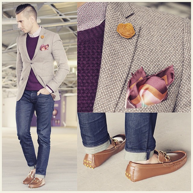 Casual and cold 
Blazer by @topman_sa 
Shirt by @benshermanid 
Jumper by @ted_baker 
Lapel flower by @chanmanshop 
Pocket square from @weekendcasual 
Jeans by @gstarraw 
Shoes by @stallarddrivers --------------------------------------------
For sartorial secrets and all things dapper visit www.whatmyboyfriendwore.com
For a look into my everyday life follow my personal account @Sergio_Ines
For fashion wisdom, random thoughts and lots of give aways follow me on twitter at @whatmybfwore
#Menswear #MensStyle #MensFashion #WMBWFashion #Stuttafords #TightOrWide