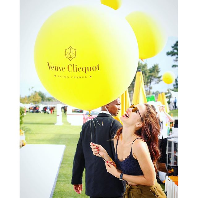 "Oh balloons!!! You're so funny" @elzaanvdm after all the #CliquotInTheSun and the best afternoon at the #VeuveCliquotPolo